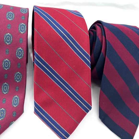 Vintage Lot Abercrombie Fitch Repp Red Blue Silk Neck Ties Mens English Preppy - Picture 4 of 11